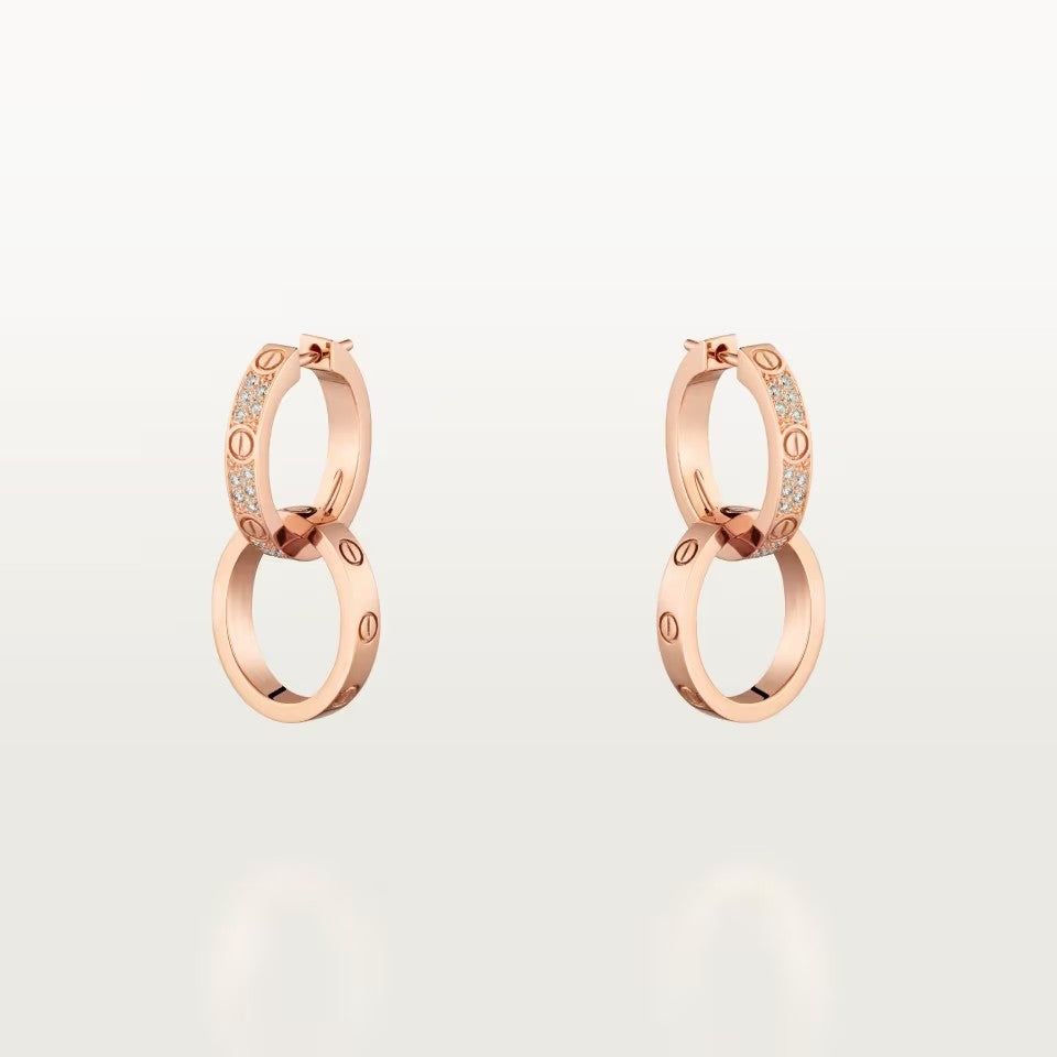 [Okajuri Jewelry] LOVE 3.3MM DANGLE HALF DIAMOND EARRINGS