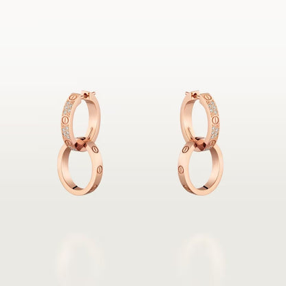 [Okajuri Jewelry] LOVE 3.3MM DANGLE HALF DIAMOND EARRINGS