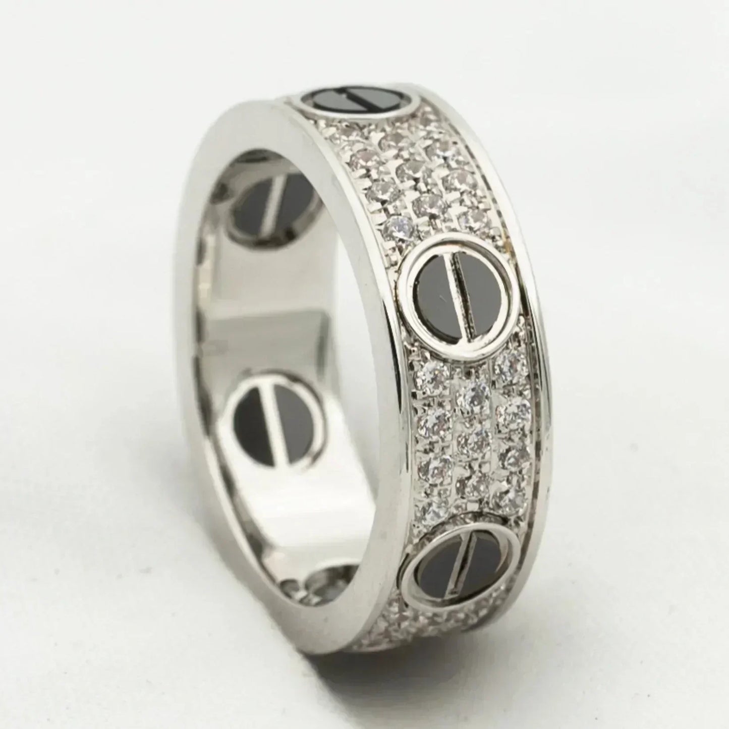[Okajuri Jewelry]LOVE RING 5.5MM DIAMONDS PAVED CERAMIC