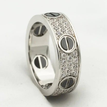 [Okajuri Jewelry]LOVE RING 5.5MM DIAMONDS PAVED CERAMIC