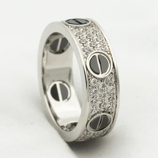 [Okajuri Jewelry]LOVE RING 5.5MM DIAMONDS PAVED CERAMIC