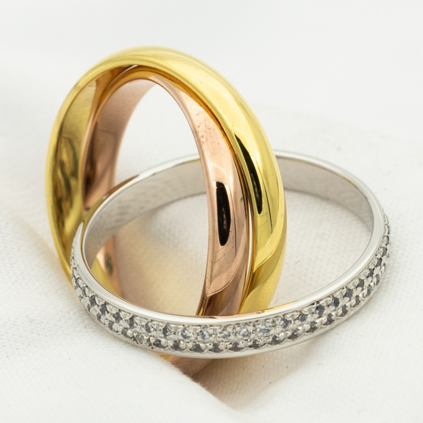 [Okajuri Jewelry]TRINITY RING GOLD PINK GOLD SILVER DIAMONDS