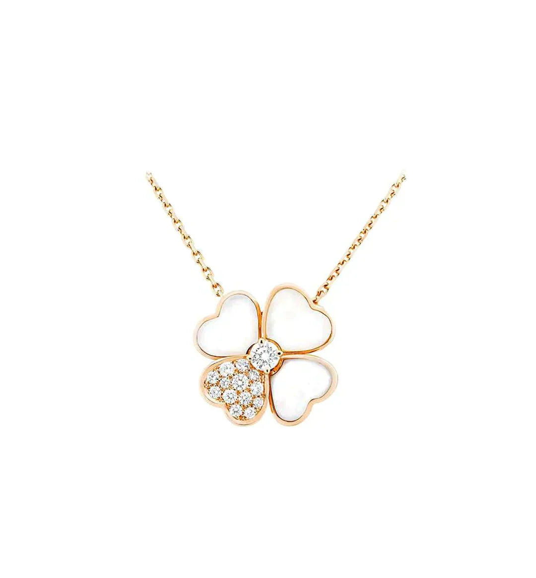 [Okajuri Jewelry]CLOVER MOP DIAMOND ROSE GOLD NECKLACE