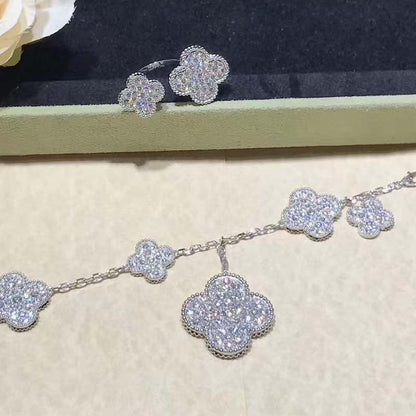[Okajuri Jewelry]CLOVER 6 MOTIFS SILVER DIAMOND BRACELET