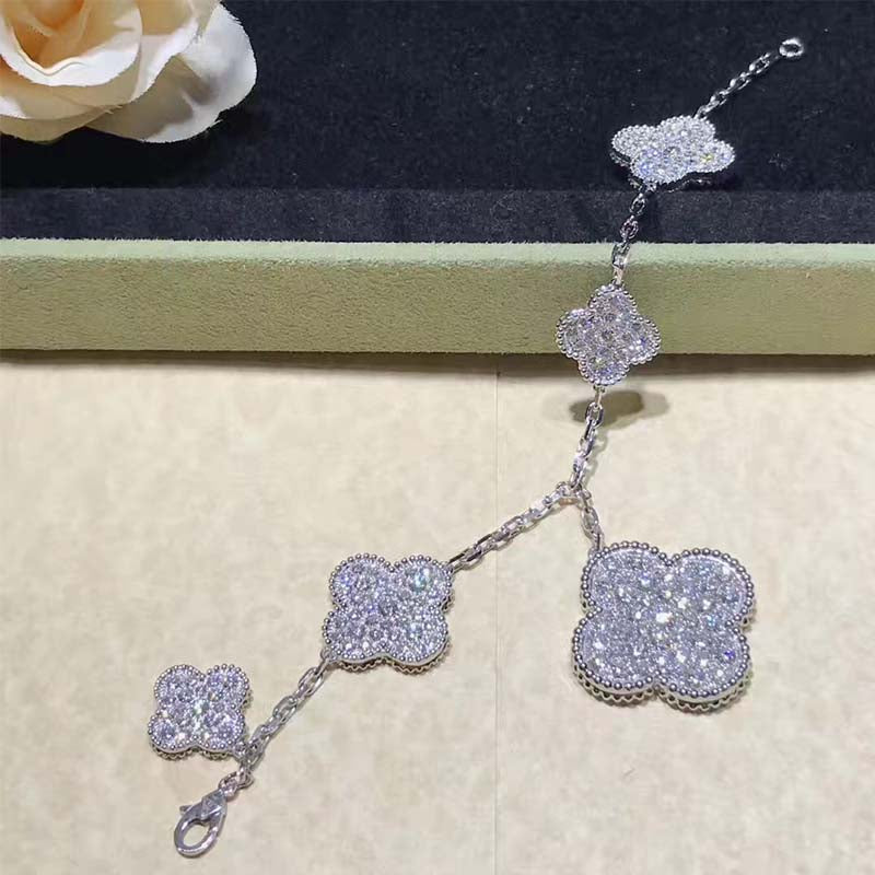 [Okajuri Jewelry]CLOVER 6 MOTIFS SILVER DIAMOND BRACELET