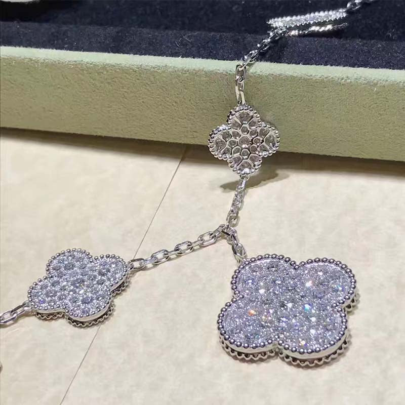 [Okajuri Jewelry]CLOVER 6 MOTIFS SILVER DIAMOND BRACELET