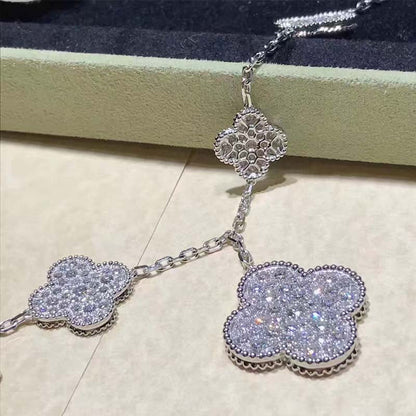 [Okajuri Jewelry]CLOVER 6 MOTIFS SILVER DIAMOND BRACELET