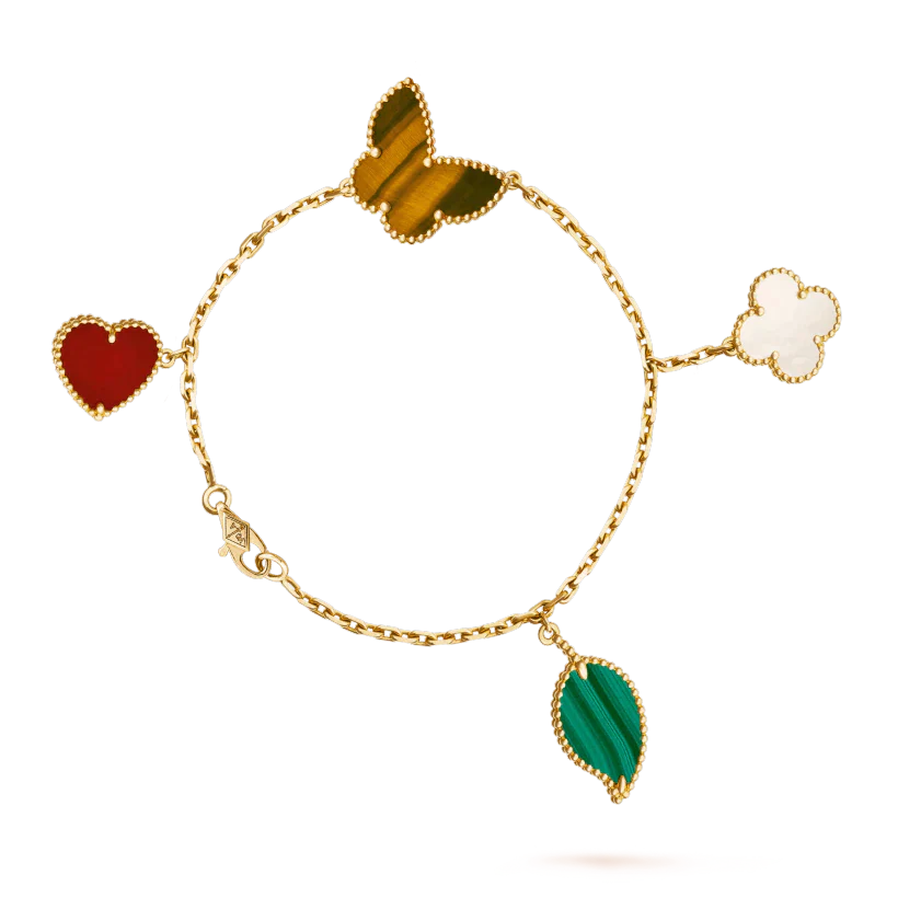 [Okajuri Jewelry]LUCKY SPRING 5 MOTIF GOLD BRACELET