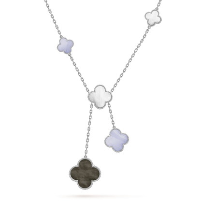 [Okajuri Jewelry]CLOVER MOP CHALCEDONY NECKLACE SILVER 6 MOTIF