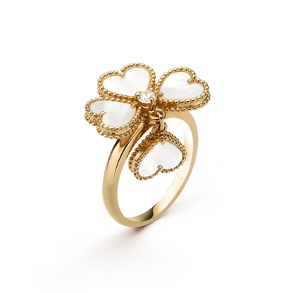 [Okajuri Jewelry]SWEET CLOVER WHITE MOP RING