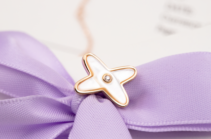 [Okajuri Jewelry]JEUX DE WHITE MOP PINK GOLD DIAMOND EARRINGS