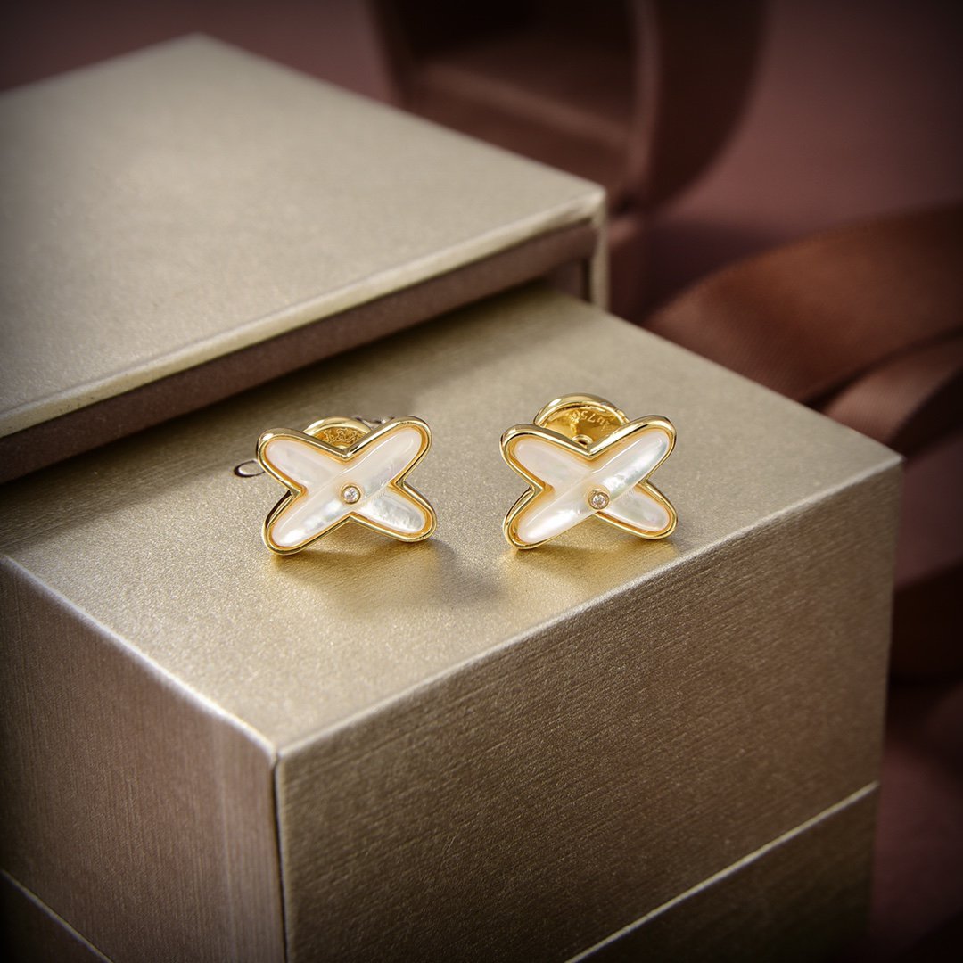 [Okajuri Jewelry]JEUX DE WHITE MOP GOLD DIAMOND EARRINGS