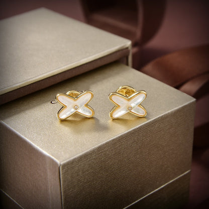 [Okajuri Jewelry]JEUX DE WHITE MOP GOLD DIAMOND EARRINGS