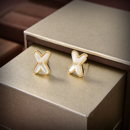 [Okajuri Jewelry]JEUX DE WHITE MOP GOLD DIAMOND EARRINGS