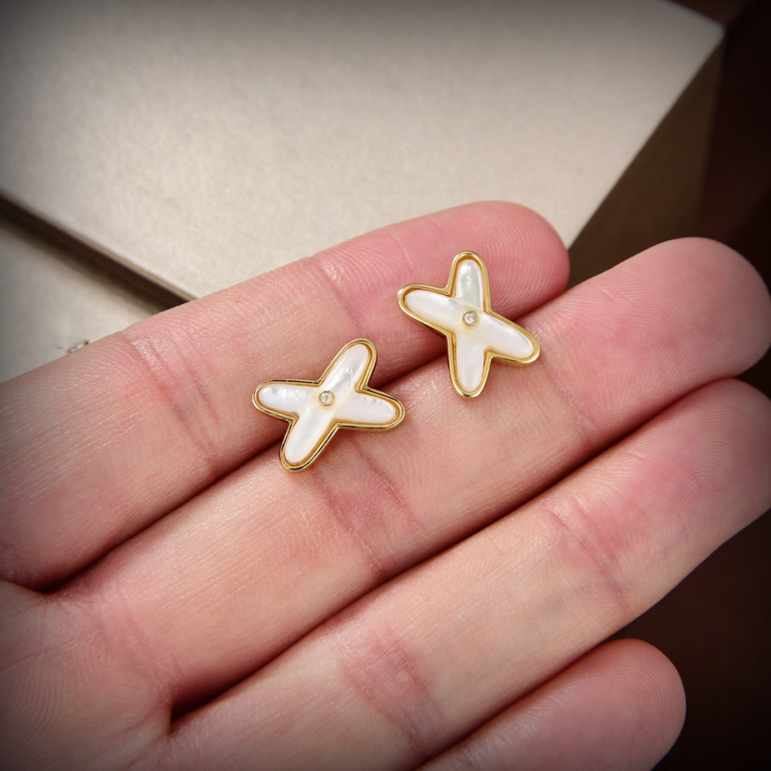 [Okajuri Jewelry]JEUX DE WHITE MOP GOLD DIAMOND EARRINGS