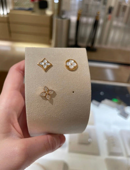 [Okajuri Jewelry]STAR BLOSSOM STUD EARRINGS PINK GOLD DIAMONDS