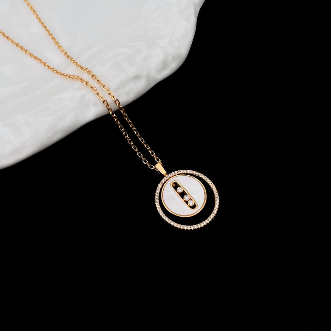 [Okajuri Jewelry]LUCKY MOVE MM NACRE BLANCHE DIAMOND NECKLACE