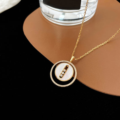 [Okajuri Jewelry]LUCKY MOVE MM NACRE BLANCHE DIAMOND NECKLACE