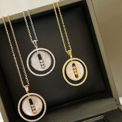 [Okajuri Jewelry]LUCKY MOVE MM NACRE BLANCHE DIAMOND NECKLACE