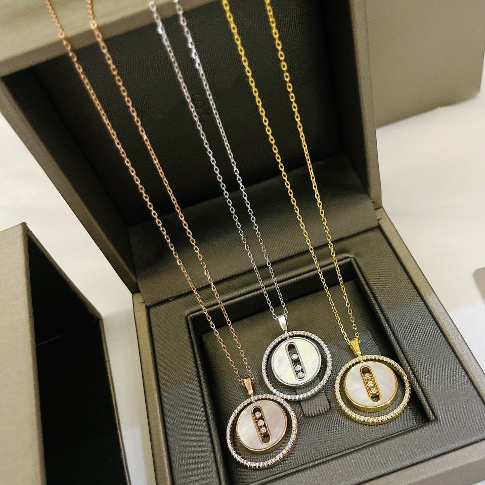 [Okajuri Jewelry]LUCKY MOVE MM NACRE BLANCHE DIAMOND NECKLACE