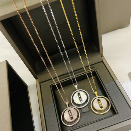 [Okajuri Jewelry]LUCKY MOVE MM NACRE BLANCHE DIAMOND NECKLACE