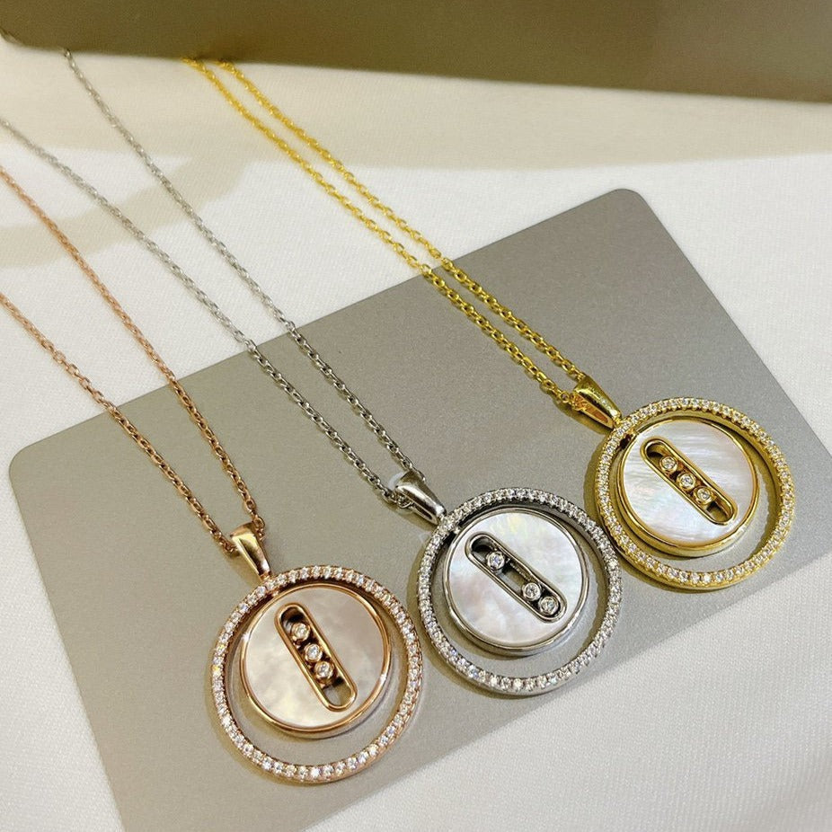 [Okajuri Jewelry]LUCKY MOVE MM NACRE BLANCHE DIAMOND NECKLACE