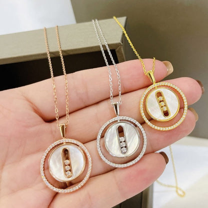 [Okajuri Jewelry]LUCKY MOVE MM NACRE BLANCHE DIAMOND NECKLACE