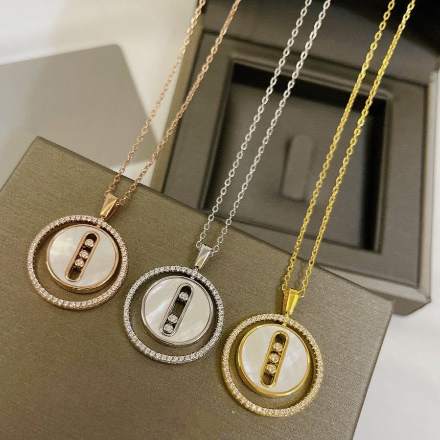 [Okajuri Jewelry]LUCKY MOVE MM NACRE BLANCHE DIAMOND NECKLACE