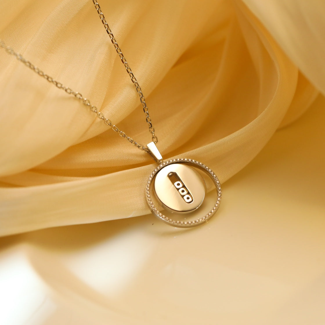 [Okajuri Jewelry]LUCKY MOVE MM SILVER DIAMOND NECKLACE