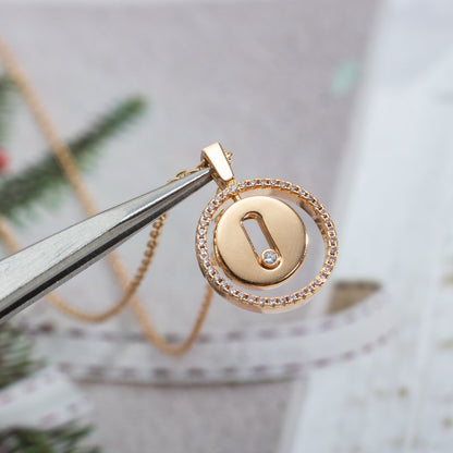 [Okajuri Jewelry]LUCKY MOVE PM NECKLACE PINK GOLD DIAMOND