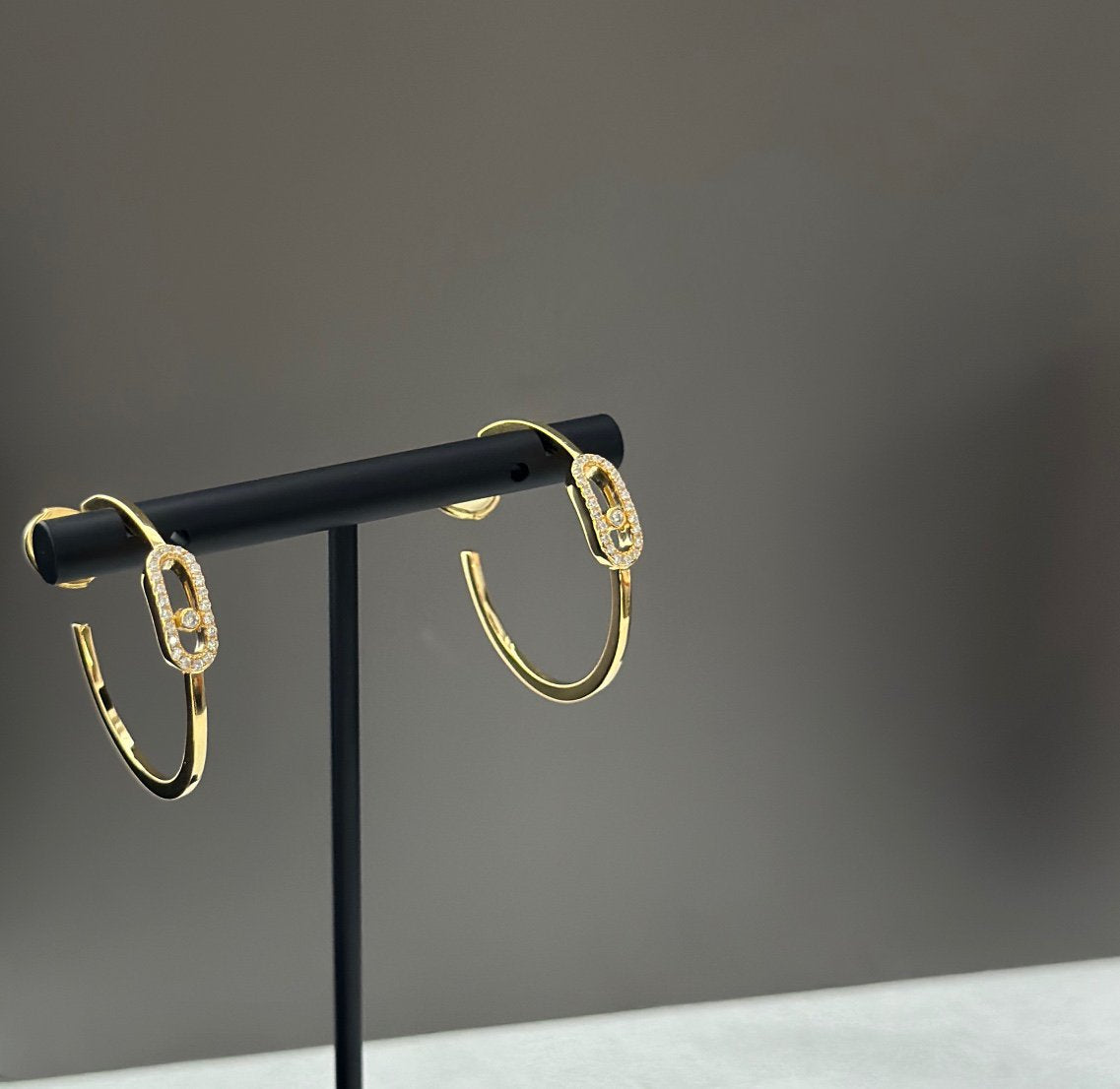 [Okajuri Jewelry]CREOLES MOVE UNO PM DIAMOND EARRINGS