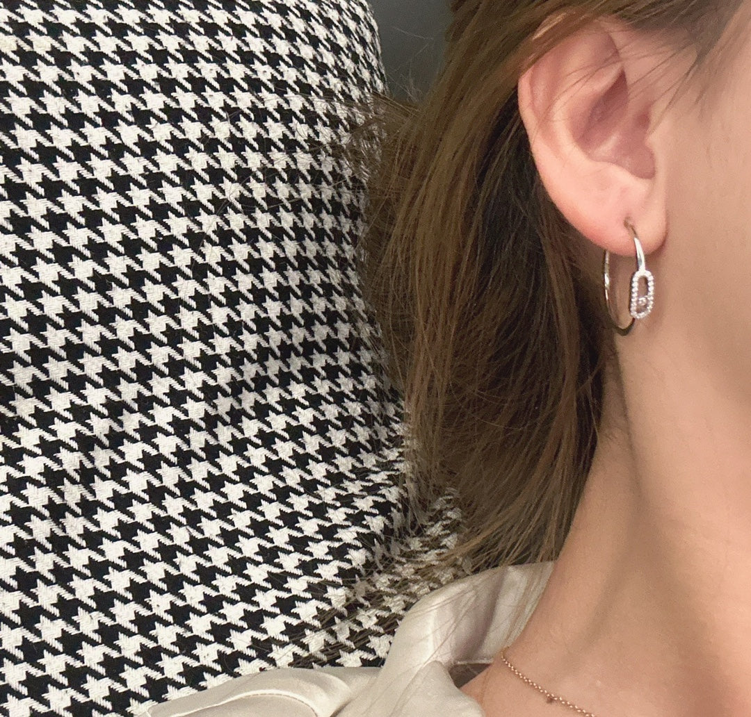 [Okajuri Jewelry]CREOLES MOVE UNO PM DIAMOND EARRINGS
