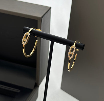 [Okajuri Jewelry]CREOLES MOVE UNO PM DIAMOND EARRINGS