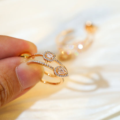 [Okajuri Jewelry]CREOLES MY TWIN 2 RANGS SILVER DIAMOND EARRINGS