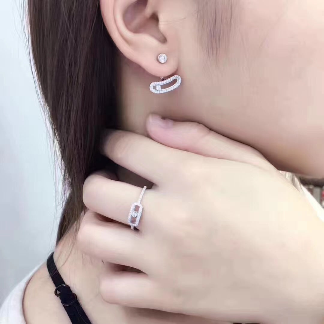 [Okajuri Jewelry]MOVE UNO SILVER DIAMOND EARRINGS