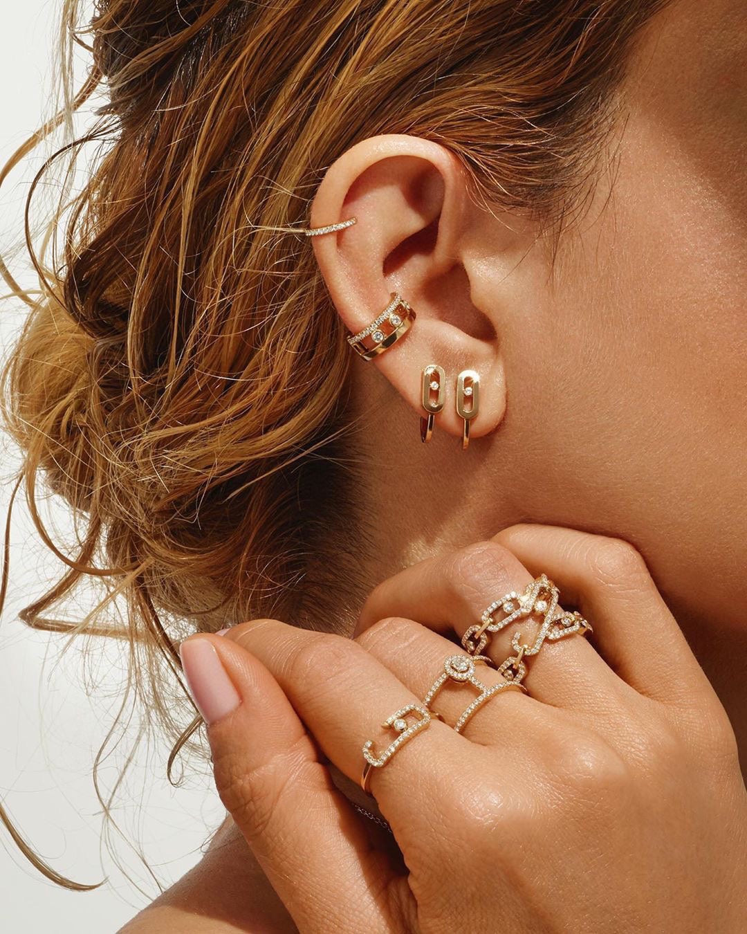 [Okajuri Jewelry]CREOLES MOVE UNO MINI 1 DIAMOND EARRINGS