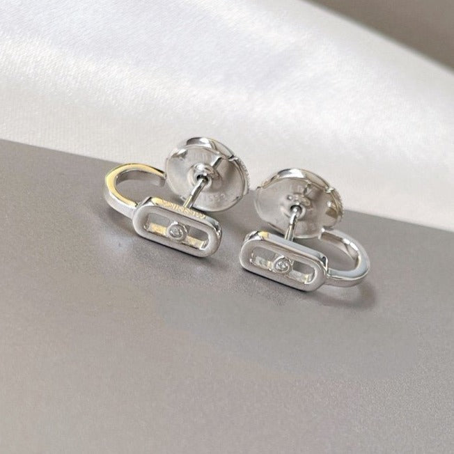[Okajuri Jewelry]CREOLES MOVE UNO MINI 1 DIAMOND EARRINGS