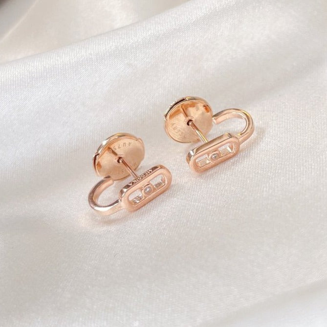 [Okajuri Jewelry]CREOLES MOVE UNO MINI 1 DIAMOND EARRINGS