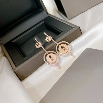 [Okajuri Jewelry]LUCKY MOVE ARROW PINK GOLD DIAMOND EARRINGS