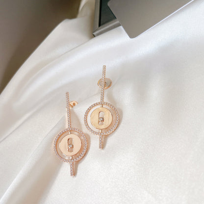 [Okajuri Jewelry]LUCKY MOVE ARROW PINK GOLD DIAMOND EARRINGS