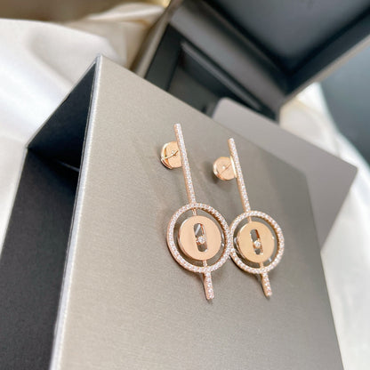 [Okajuri Jewelry]LUCKY MOVE ARROW PINK GOLD DIAMOND EARRINGS