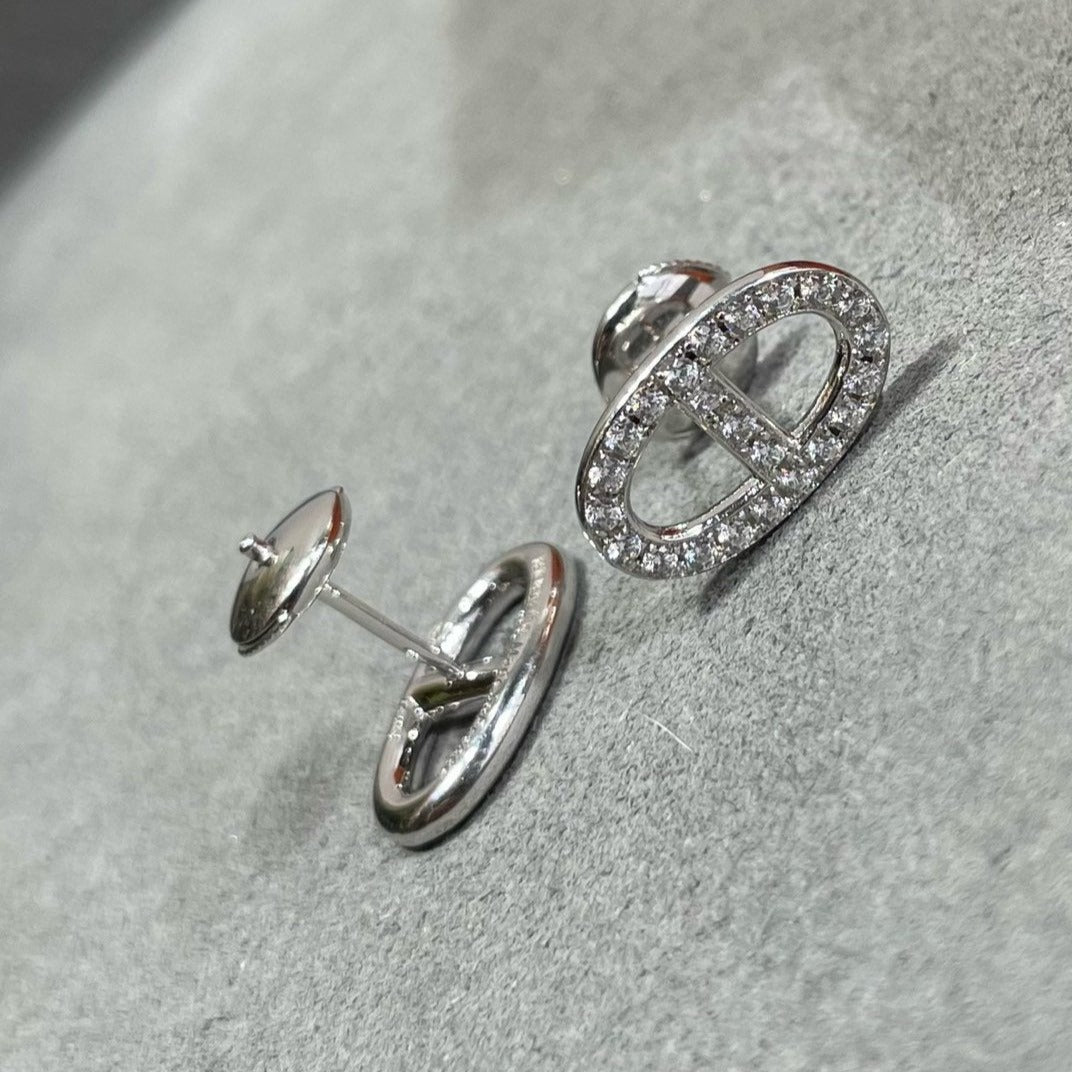 [Okajuri Jewelry]HM FULL DIAMOND PIG NOSE STUD EARRINGS