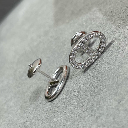[Okajuri Jewelry]HM FULL DIAMOND PIG NOSE STUD EARRINGS