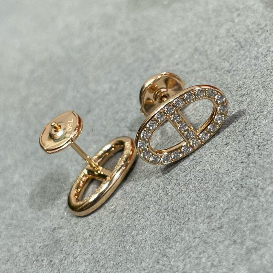 [Okajuri Jewelry]HM FULL DIAMOND PIG NOSE STUD EARRINGS