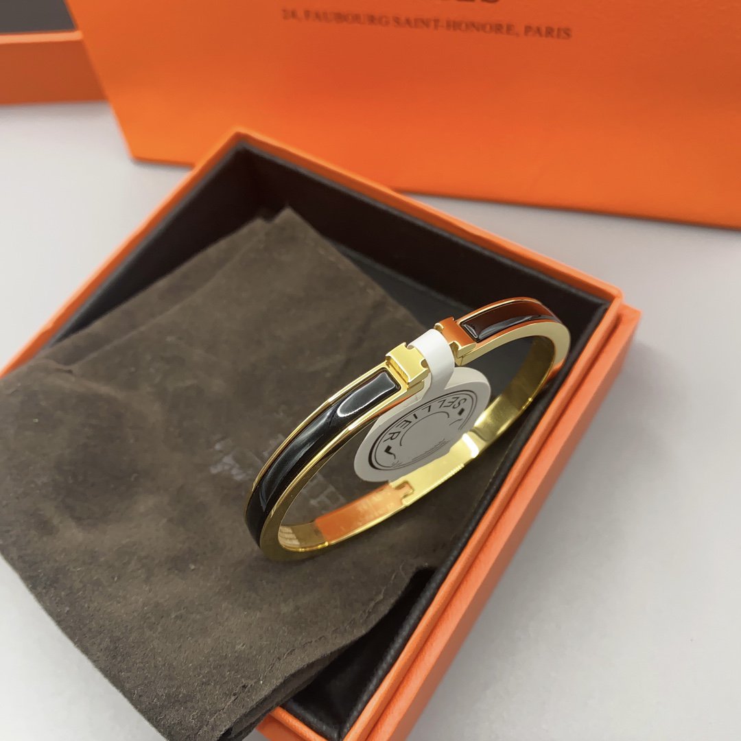 [Okajuri Jewelry]CLASSIC HM CLIC BLACK 8MM ENAMEL BRACELET