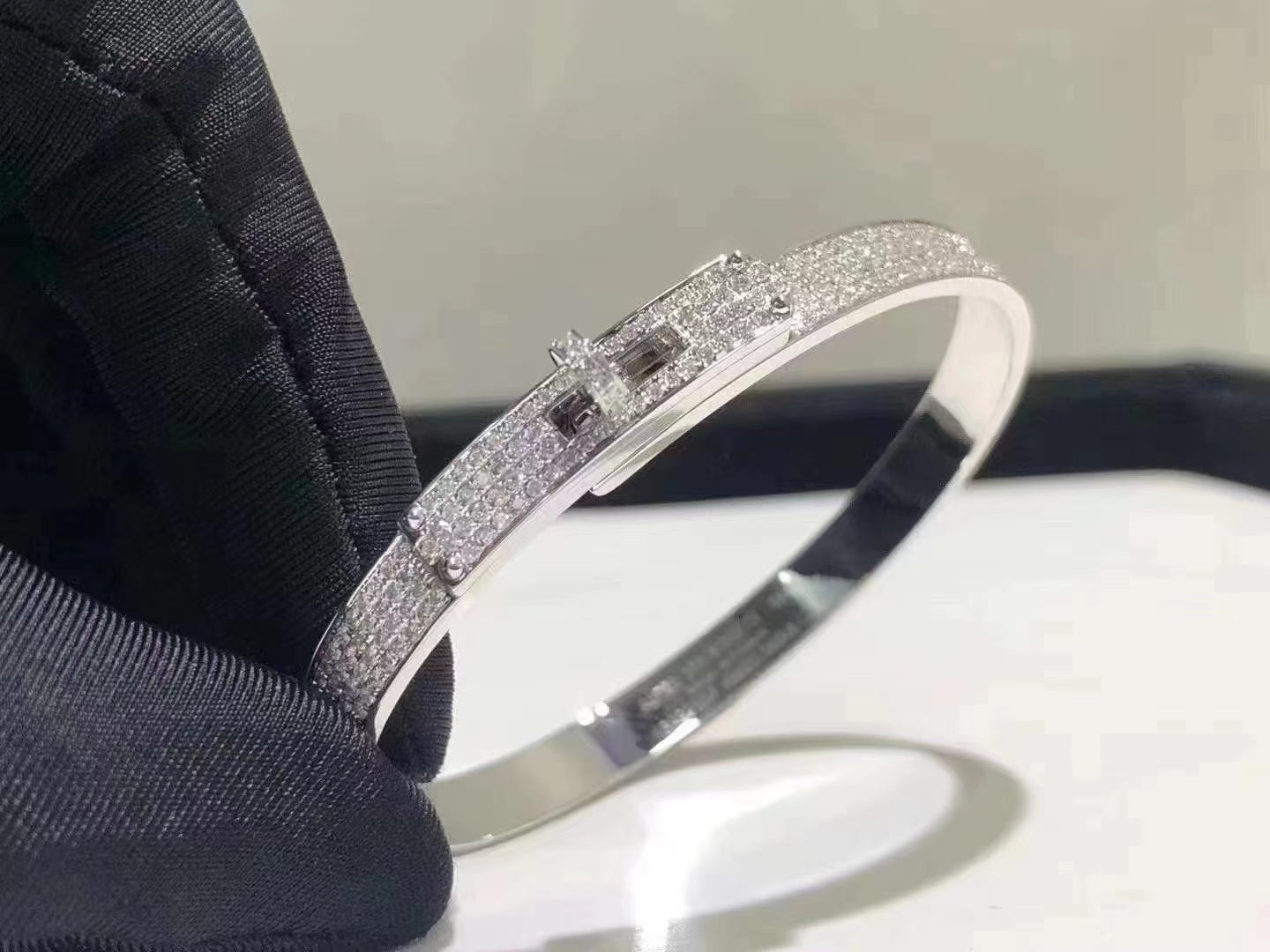 [Okajuri Jewelry]HM KELLY BRACELET IN SILVER AND FULL PAVE DIAMOND