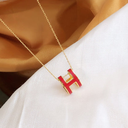[Okajuri Jewelry]HM CLIC RED ENAMEL GOLD NECKLACE
