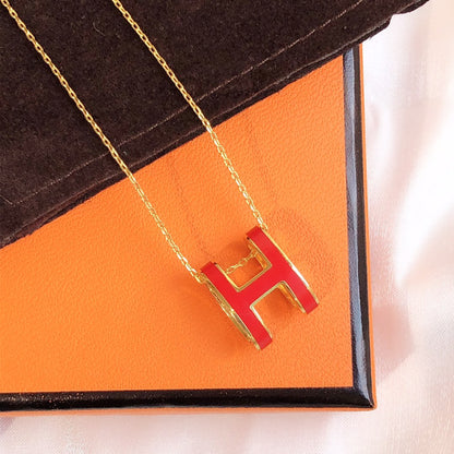 [Okajuri Jewelry]HM CLIC RED ENAMEL GOLD NECKLACE