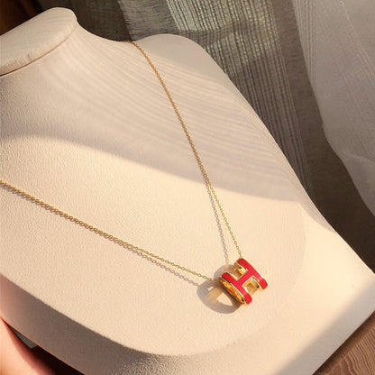 [Okajuri Jewelry]HM CLIC RED ENAMEL GOLD NECKLACE