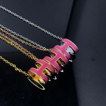 [Okajuri Jewelry]H NECKLACE PINK